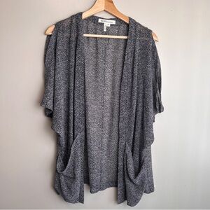 BCBGeneration Open Front Black/White Semi-Sheer Lightweight Cardigan XXS EUC